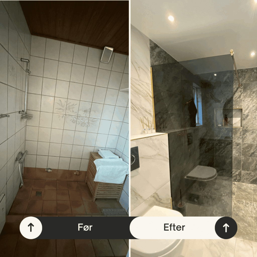 Efter billede - moderne badeværelsesrenovering Horsens