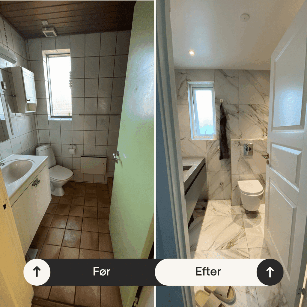 Før billede - gammelt badeværelse Horsens